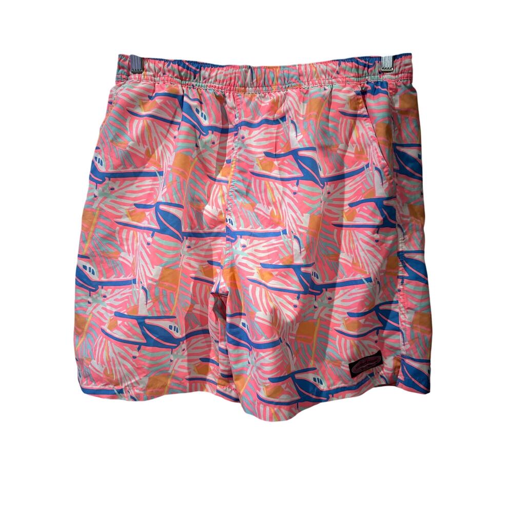 Vineyard Vines Swim Trunks Vibrant Pink Blue Planes Large